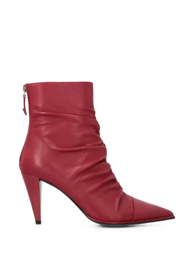 Pinko Nappa-leather Ankle Boots With High Heel And Pointed Toe In Animal Print