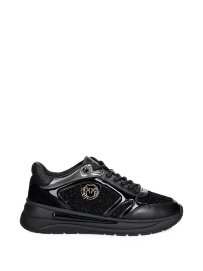 Pinko Nataly 02 Panelled Leather Sneakers In Black