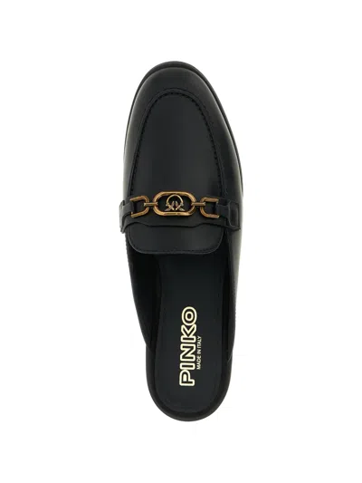 Pinko Loafers Flat Sole Round Toe Hardware In Black