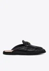 Pinko Naty Nappa Leather Flat Mules In Black
