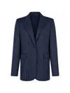 Pinko Navy Blue Pinstripe Pattern Jacket In Blue