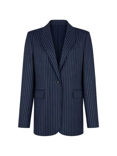 Pinko Navy Blue Pinstripe Pattern Jacket