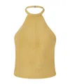 Pinko Suede Halterneck Tie-back Sleeveless Top In Nude