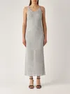 Pinko Nelson Viscose And Metallised Fibre Long Dress In Gray