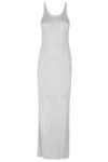 Pinko Nelson Viscose And Metallised Fibre Long Dress In Gray