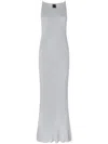 Pinko Nelson Viscose And Metallised Fibre Long Dress In Grigio Perla