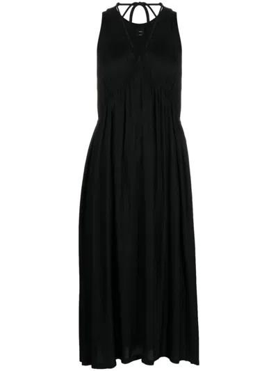 Pinko Drawstring-neck Flared Short Dress In Black  