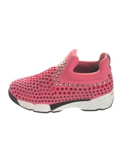 Pre-owned Pinko Neoprene Studded Accents Sock Sneakers In Pink