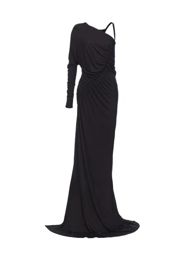 Pinko Crepe Interlock Mermaid Dress In Limo Black