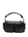 Pinko Nero E Oro Leather Shoulder Bag In Black
