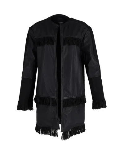 Pinko Nero Limousine Mazinga Fringe Jacket In Black Leather