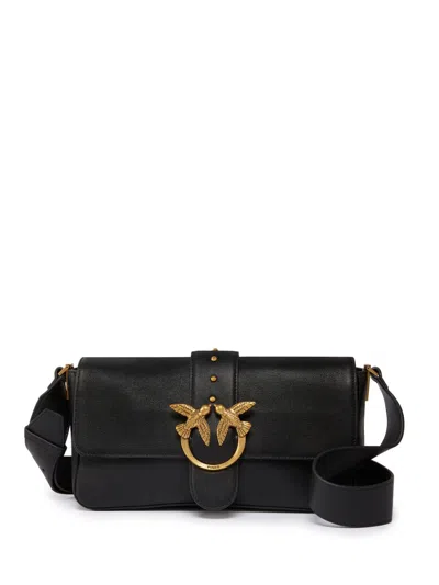 Pinko Nero Oro Top Flap Bag In Black