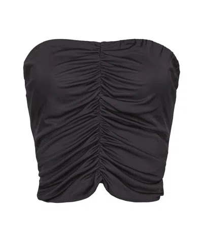 Pinko Glossy Jersey Crop Top In Limo Black