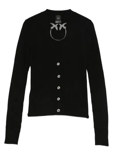 Pinko V-neck New Ticino Cardigan In Black