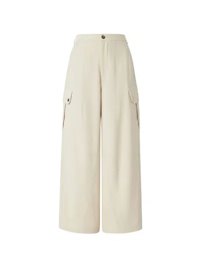 Pinko Neutral Rosalin Wide-leg Cropped Tapered Pants In White