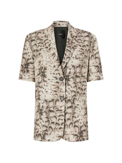 Pinko Neutrals Short-sleeve Notched Blazer In Multi