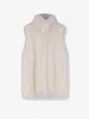 Pinko Neva Faux Fur Sleeveless Jacket In White
