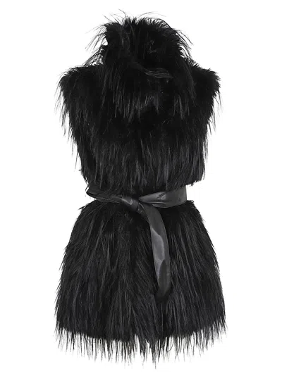 Pinko Neva Gilet Simil Volpe In Black