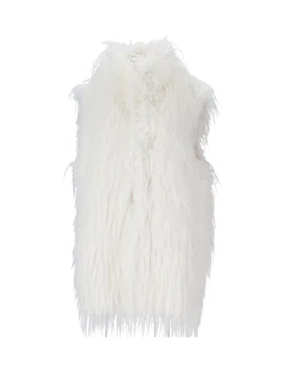 Pinko Neva Gilet Simil Volpe In White