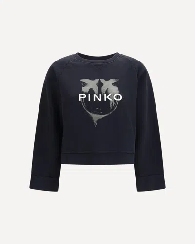 Pinko Neves Cropped Sweatshirt In Black