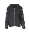 Pinko Crystal-embellished Ribbed Cardigan In Gray