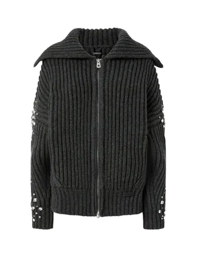 Pinko New Gavi Cardigan Wool Blend Jacket In Gray