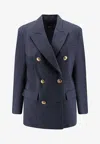 Pinko New Guinea Double-breasted Wool Blazer In Blue