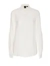 Pinko White Shirt With Pointed Collar And Long Sleeves In Cotton Woman In White