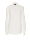 Pinko Collared Neck Long Sleeves Regular Collar Top In White