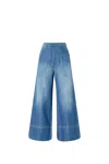 Pinko High-waisted Wide-leg Jeans With Vintage Wash In Blue