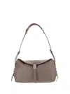 Pinko Structured Grey Handbag With Minimalist Aesthetic In Gray