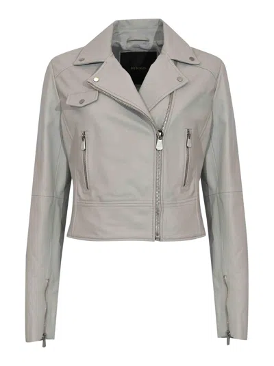 Pinko New Sensitive Biker Jacket In Gray