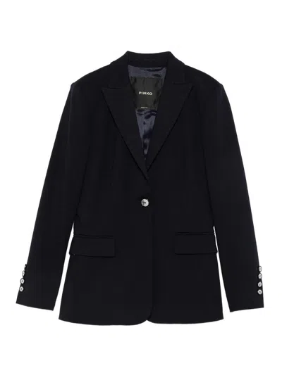 Pinko New Signum Black Lined Blazer With Pockets In Blue