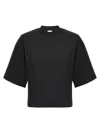 Pinko Logo-embroidered Cotton Cropped T-shirt In Black