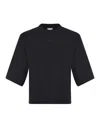 Pinko Logo-embroidered Cotton Cropped T-shirt In Black
