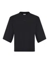 Pinko Logo-embroidered Cotton Cropped T-shirt In Black