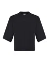 Pinko Logo-embroidered Cotton Cropped T-shirt In Black