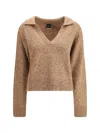 Pinko Nibani Polo Boucle Bottonato Full Stras In Brown