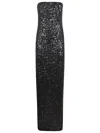 Pinko Strapless Floor-length Sequined Dress In Black