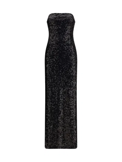 Pinko Nintendos Black Stretch Tulle Embroidered Dress With Sequins