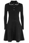 Pinko Robe Côtelée Plissée In Black