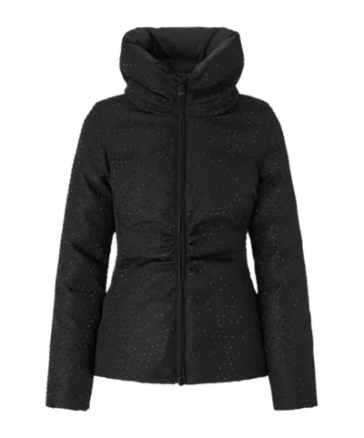 Pinko Nita Fully Embellished Short Padded Jacket In Black