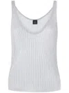 Pinko Noha Viscose And Metallized Fibre Tank Top In Grigio Perla