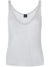Pinko Noha Viscose And Metallized Fibre Tank Top In Grigio Perla