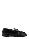 Pinko Nora Love Birds Leather Loafers In Black