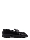 Pinko Nora Love Birds Leather Loafers In Black