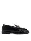 Pinko Nora Love Birds Leather Loafers In Black