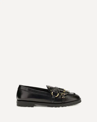 Pinko Nora Leather Loafers In Black