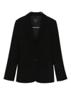 Pinko Tailored Black Jacket With Notched Lapel And Structured Shoulders In Black