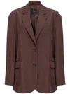 Pinko Single-breasted Blazer With Structured Shoulders In Brown
